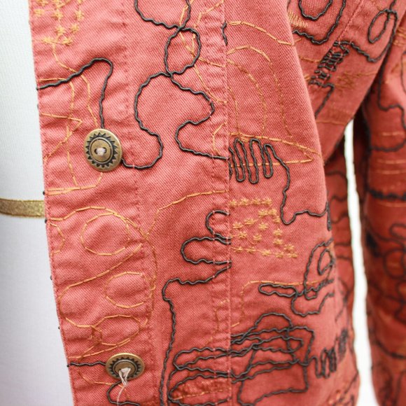 Ruby Rd. Burnt Orange Abstract Embroidered Jacket - Picture 9 of 15